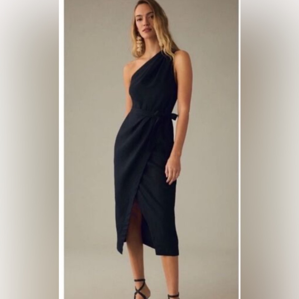 By Anthropologie One-Shoulder Linen Dress